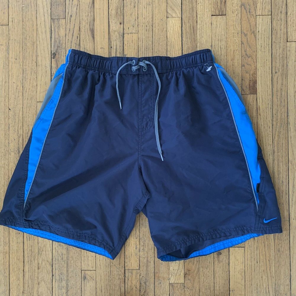NIKE Swim Shorts XL Blue Pockets Lined